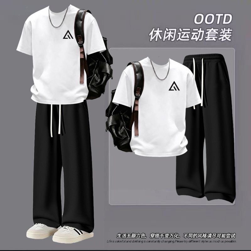 夏季薄款男短袖宽松运动两件套