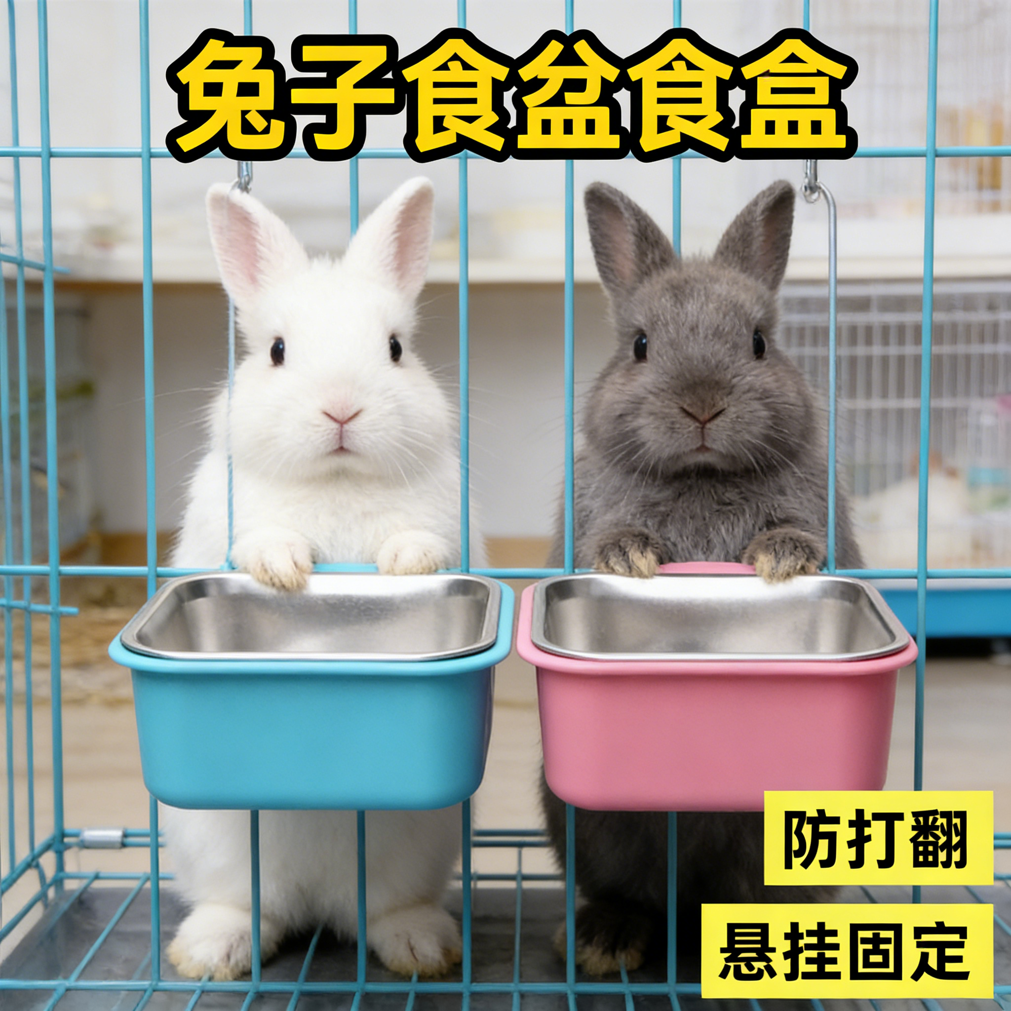 兔子食盆食盒兔粮碗荷兰猪豚鼠侏儒兔吃饭专用防打翻固定喂食碗器,宠物/宠物食品及用品,饮水器/水壶/水头,淘宝优惠券,粉丝福利购,淘宝优惠卷