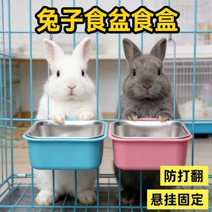兔子食盆食盒兔粮碗荷兰猪豚鼠侏儒兔吃饭专用防打翻固定喂食碗器