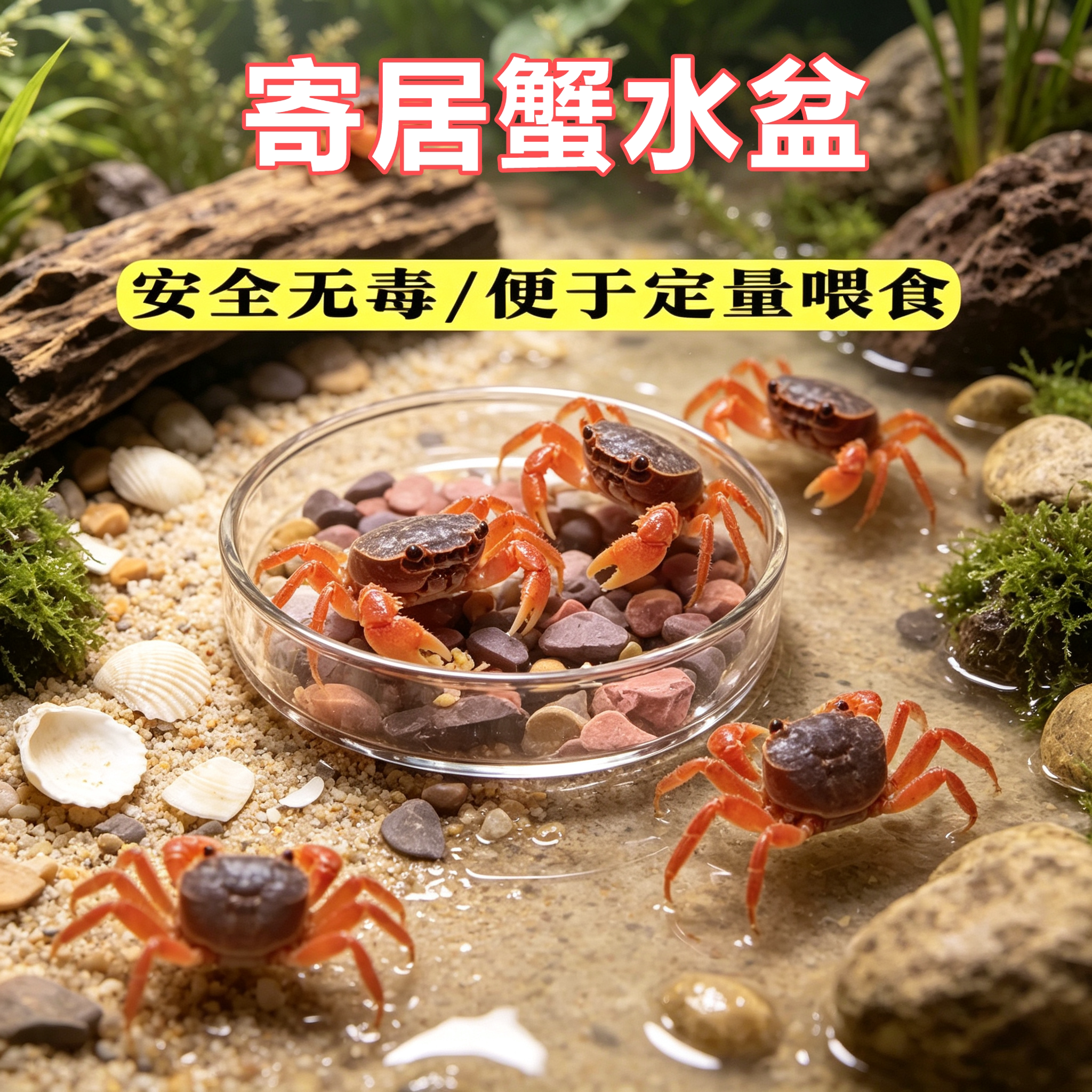 寄居蟹专用水盆食盆喂食器定点喂食饲养箱造景装饰懒人神器鱼食器
