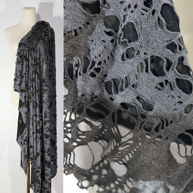 双层立体肌理几何破洞二次创造布料 创意特色服装毕业设计师面料