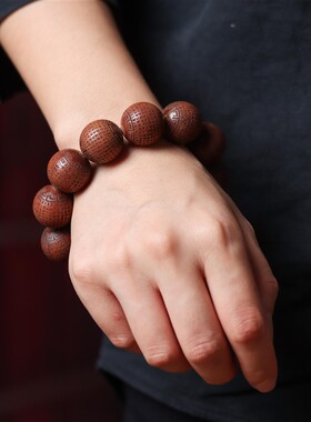 大叶黄花梨雕刻般若波罗蜜心经手串金刚经佛珠民族风手链平安车挂