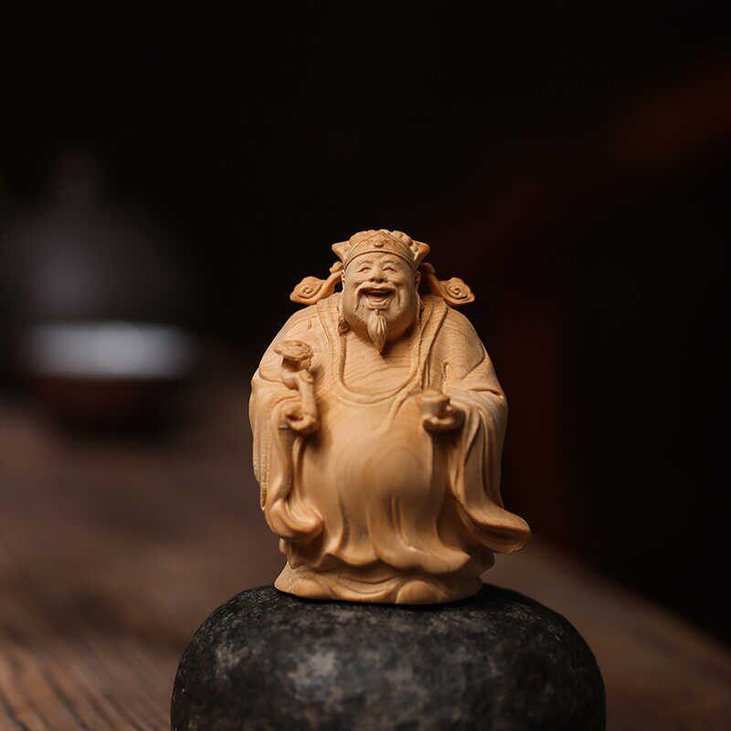 崖柏木雕刻福禄寿三星手把件家居装饰品办公室桌面摆件老年人送礼