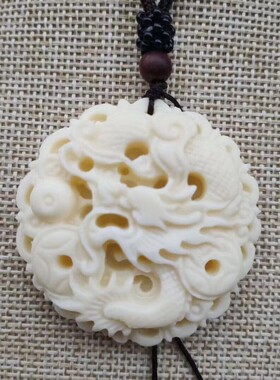 毛衣链象牙果项链盘龙吐珠吊坠男女士观音吊坠象牙果情侣象牙项链