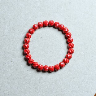 D043 朱砂红砂高含量朱砂手串0.8cm 扭珠