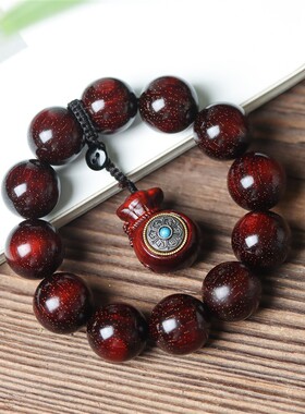 小叶紫檀佛珠时来运转福袋手串男女招财念珠满金星沉水档位珠车挂