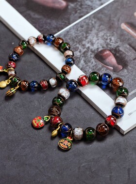 香灰琉璃手串 十全十美吞金兽手錬古法多宝同款情侣文玩佛珠手錬