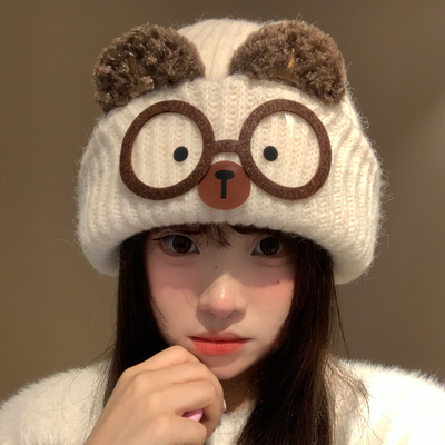 可爱猫耳针织帽秋冬保暖