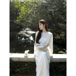 吊带连衣裙套装 现货 W51 织花清梦 两件套 女初春蕾丝显瘦罩衫