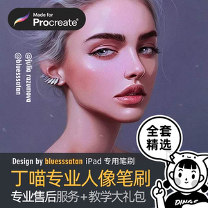 Procreate笔刷教程 全套人像ipad绘画写实厚涂线稿 丁一喵dymiao