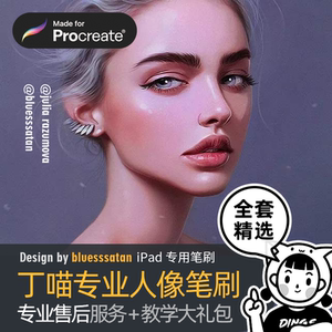 Procreate笔刷教程全套人像ipad绘画写实厚涂线稿丁一喵dymiao