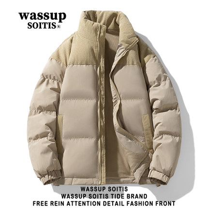 WASSUP美式情侣加厚保暖羽绒棉服外套男女冬季宽松立领棉衣面包服