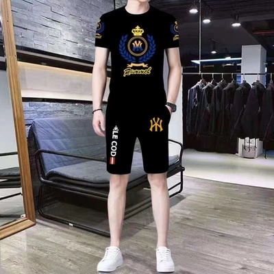 夏季男士冰丝休闲运动套装
