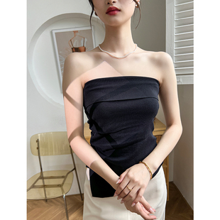 黑色抹胸吊带背心女2026新款内搭夏季无肩带针织外穿裹胸打0626r