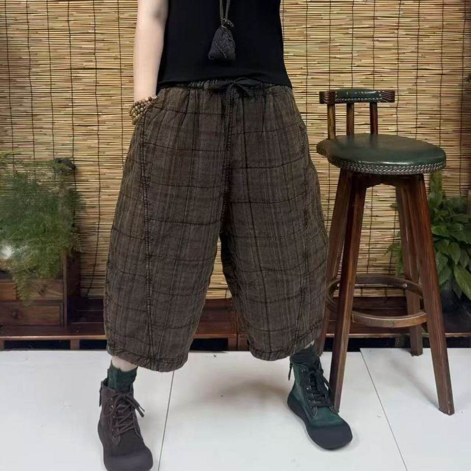 冬季新款复古炒色夹棉格子八分棉裤女宽松大码保暖哈伦裤,女装/女士精品,棉裤/羽绒裤,淘宝优惠券,粉丝福利购,淘宝优惠卷