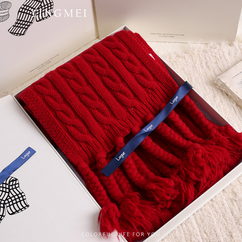 盈妹山牧季移丨100%羊毛辫子流苏新年红色围巾冬季氛围感女礼盒装,服饰配件/皮带/帽子/围巾,围巾/丝巾/披肩,淘宝优惠券,粉丝福利购,淘宝优惠卷