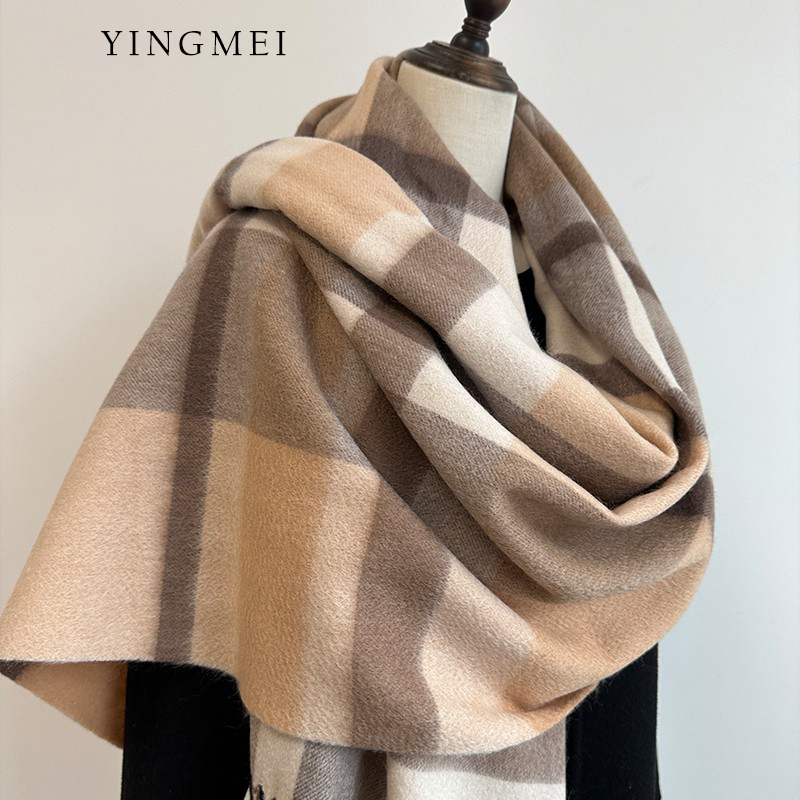 盈妹wool重磅臻品澳洲精选100%纯羊毛格纹围巾女冬季情侣款披肩男