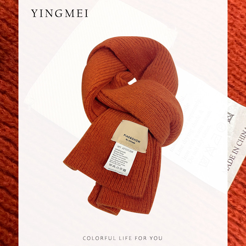 盈妹 重磅奢品 南瓜橘手工标韩系针织围巾女冬百搭纯色情侣款围脖,服饰配件/皮带/帽子/围巾,围巾/丝巾/披肩,淘宝优惠券,粉丝福利购,淘宝优惠卷