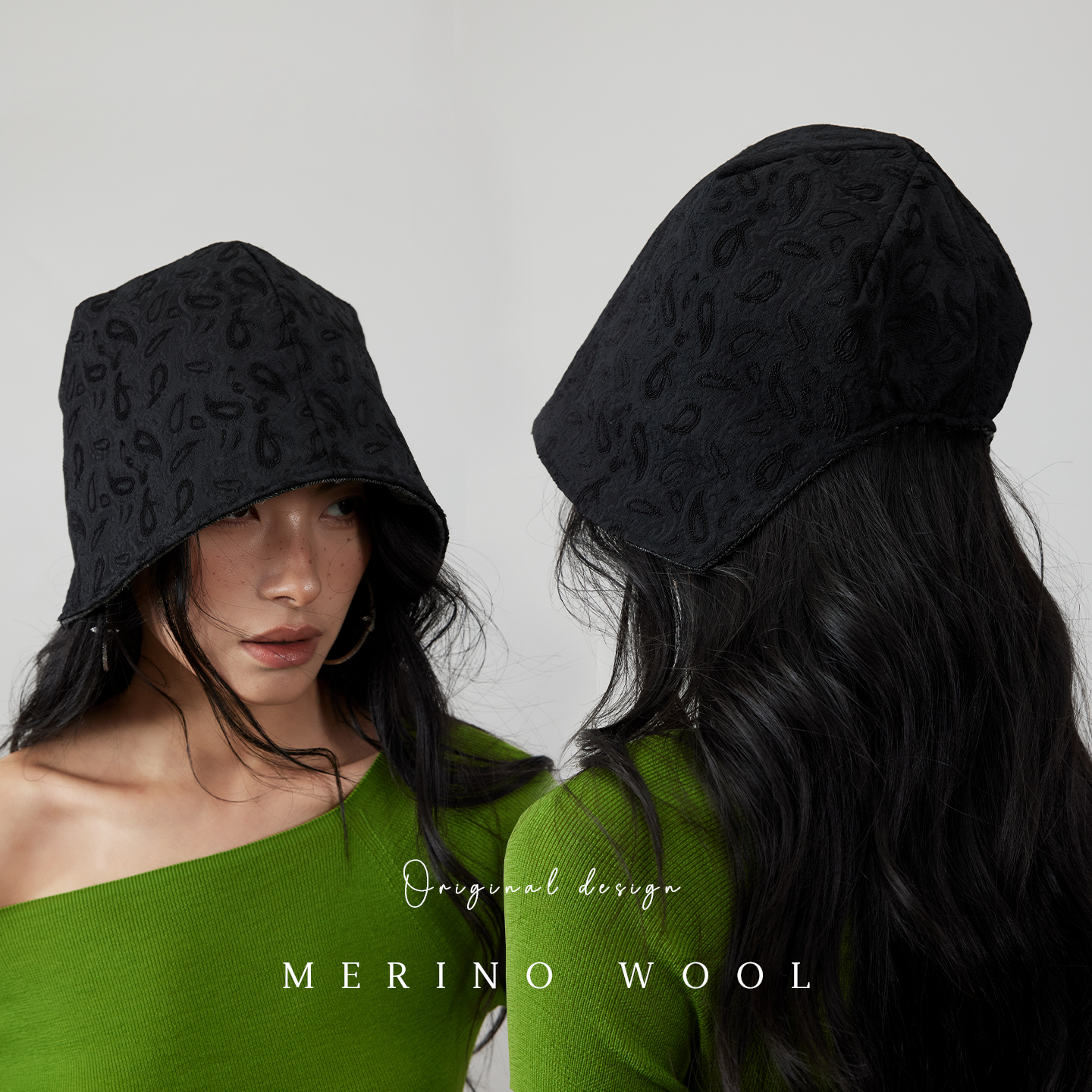 盈妹黑色保暖水桶帽冬季冷帽双面