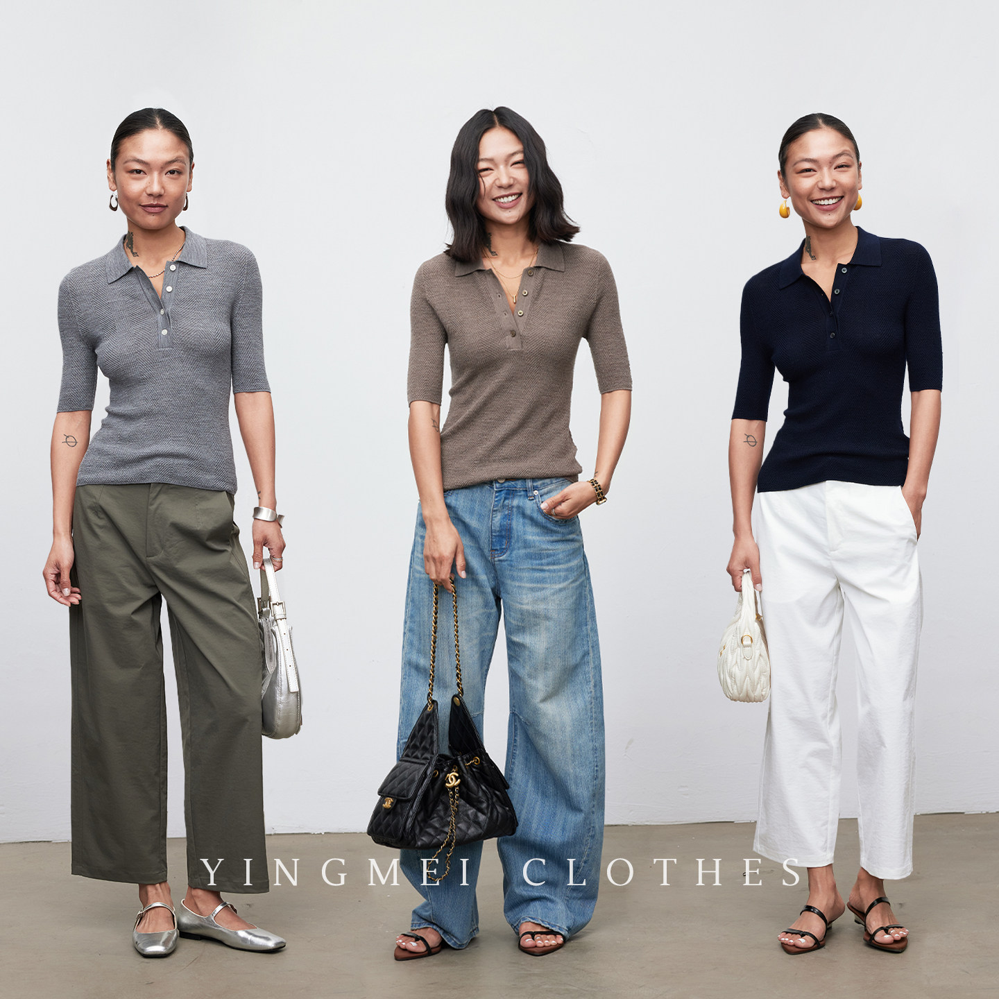 盈妹序然丨扬子纱针织短袖女夏POLO衫松弛纯羊毛正肩上衣巨好看T