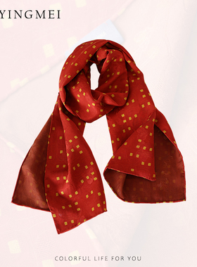 盈妹silk红色烟火-非遗花罗红云纱双面100%桑蚕丝围巾丝巾送妈妈
