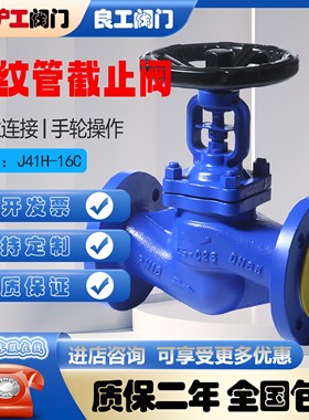 上海良工沪工阀门铸钢波纹管WJ41H高温蒸汽16C热油法兰截止阀DN25