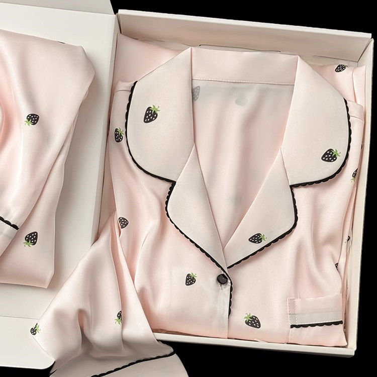 甜美可爱真丝睡衣女春高端花边高级感生日礼物家居服送闺蜜礼盒装