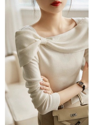 高级感秋装毛衣一字肩露肩针织衫2025新款女装洋气打底内搭上衣