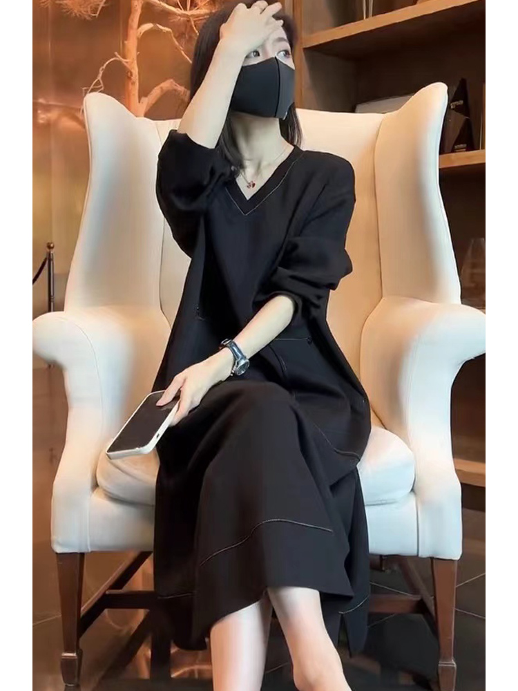 欧货女装2025秋装新款大码胖mm高端气质轻奢长款卫衣裙套装连衣裙