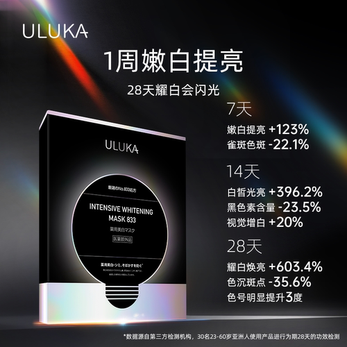 ULUKA833美白淡斑双特证去黄熬夜提亮肤色精华次抛涂抹面膜 z