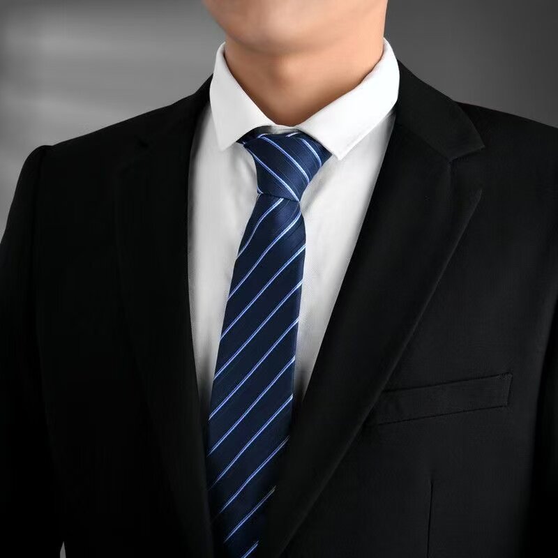 商务正装8CM拉链男士领带懒人易拉得宽一拉得领带结婚上班黑色