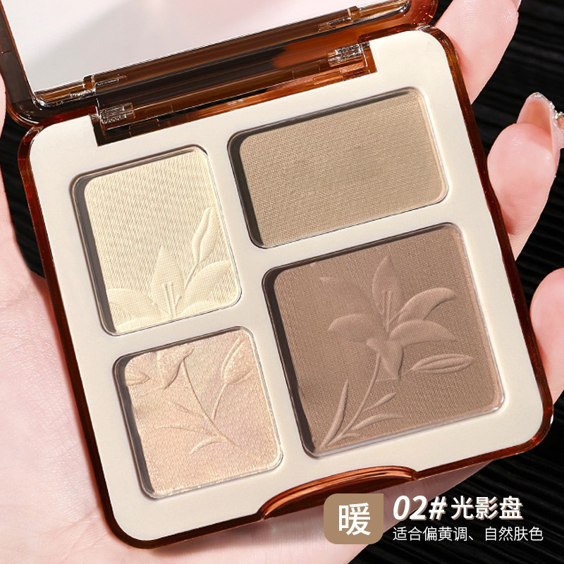 高光修容盘脸部哑光提亮闪粉鼻影阴影女四色高光粉三合一体盘正品