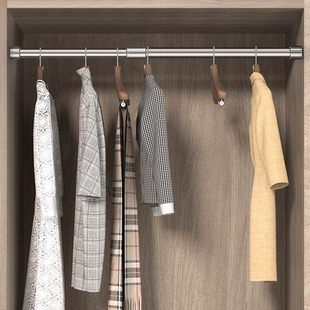 加厚不锈钢衣杆可伸缩杆衣柜架子挂衣杆晾衣杆单杆衣橱柜衣杆加粗