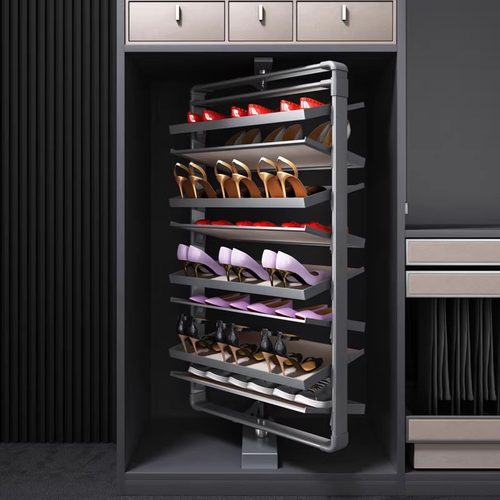 旋转鞋架360度家用多层五金配件衣帽间柜内置铝合金入户旋转鞋柜