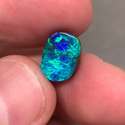 澳洲天然欧泊蓝绿地球彩铁欧泊戒指吊坠定制3.08ct10.9*7.9*3.4mm