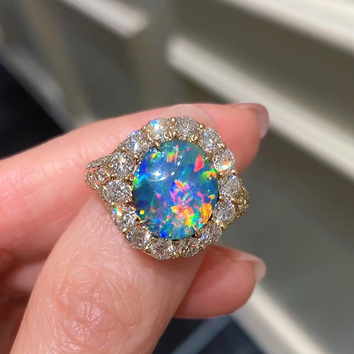 定制费参考(不含石)｜澳洲天然铁欧泊戒指18k金钻石女戒珠宝定制