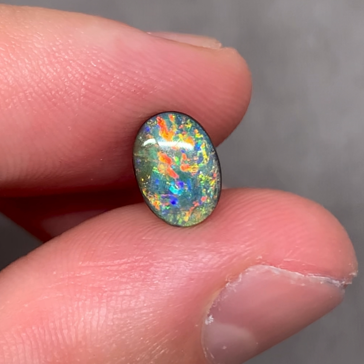 澳洲天然欧泊多彩烟花铁欧泊澳宝彩宝戒指1.33ct 8.3*6*3.1mm