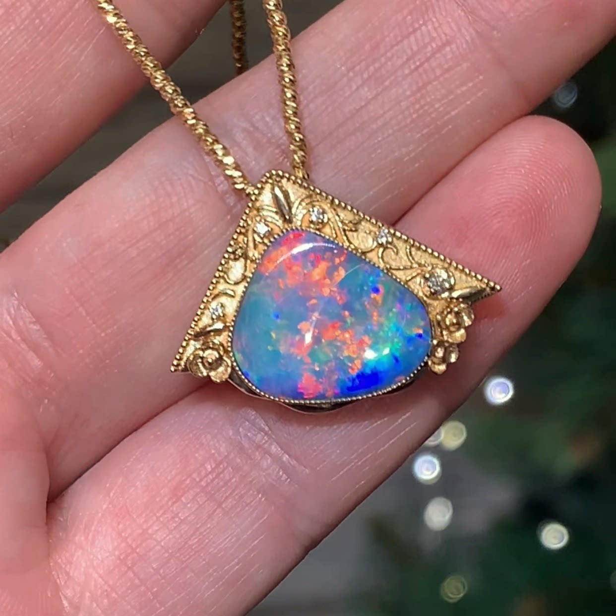 定制费参考（不含石）｜澳洲天然欧泊吊坠项链油画画框18k金定制