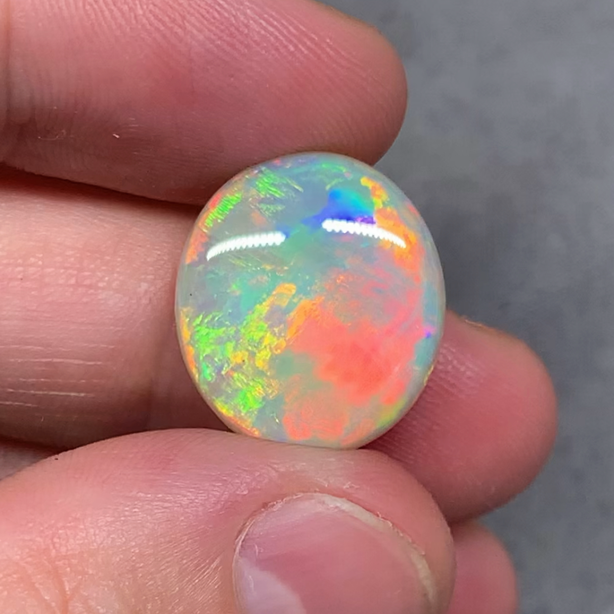 澳洲天然欧泊日落橘粉白欧泊戒指吊坠定制13.8ct 17.2*15.3*7.8mm