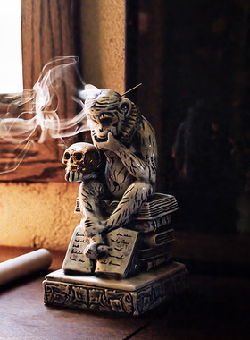 NEIGHBORHOOD BOOZE思考的猴子香炉摆件NBHD骷髅头日式香薰炉现货