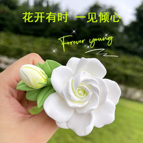 茉莉花车载香水香薰车内空调出风口装饰花朵扩香石女神香氛高级感