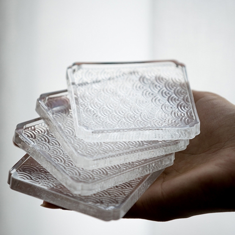 日式海浪玻璃杯托云紋琉璃杯墊子