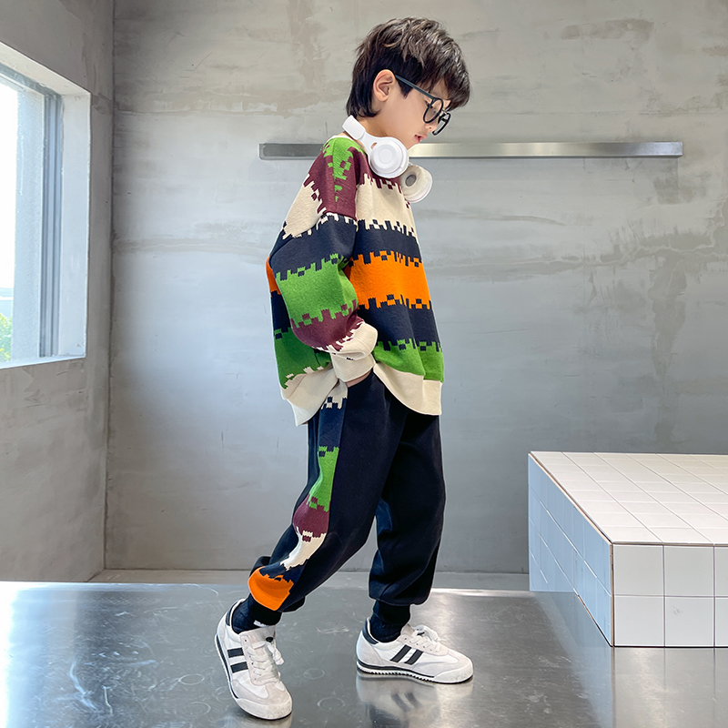 儿童装男童秋装套装2023年新款中大童春秋款卫衣运动服网红炸街潮