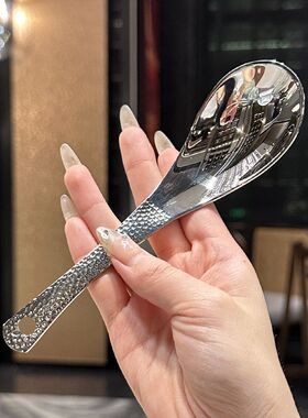 复古式锤点勺子不锈钢锤纹勺家用加厚餐勺儿童吃饭勺高颜值甜品勺