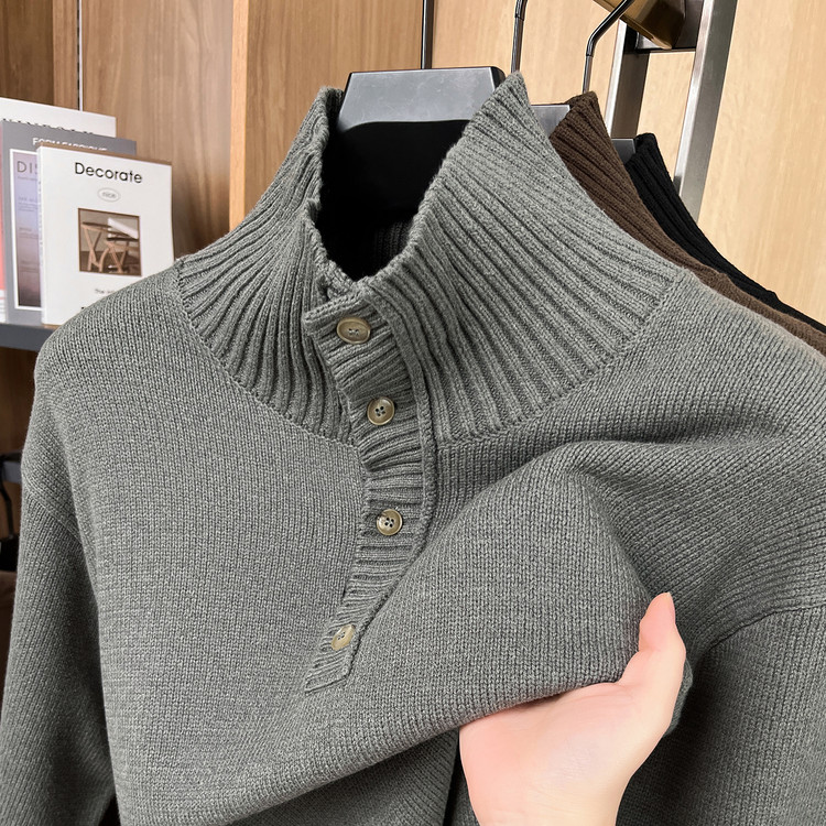 普通毛线半高领宽松青春活力风套头针织衫/毛衣