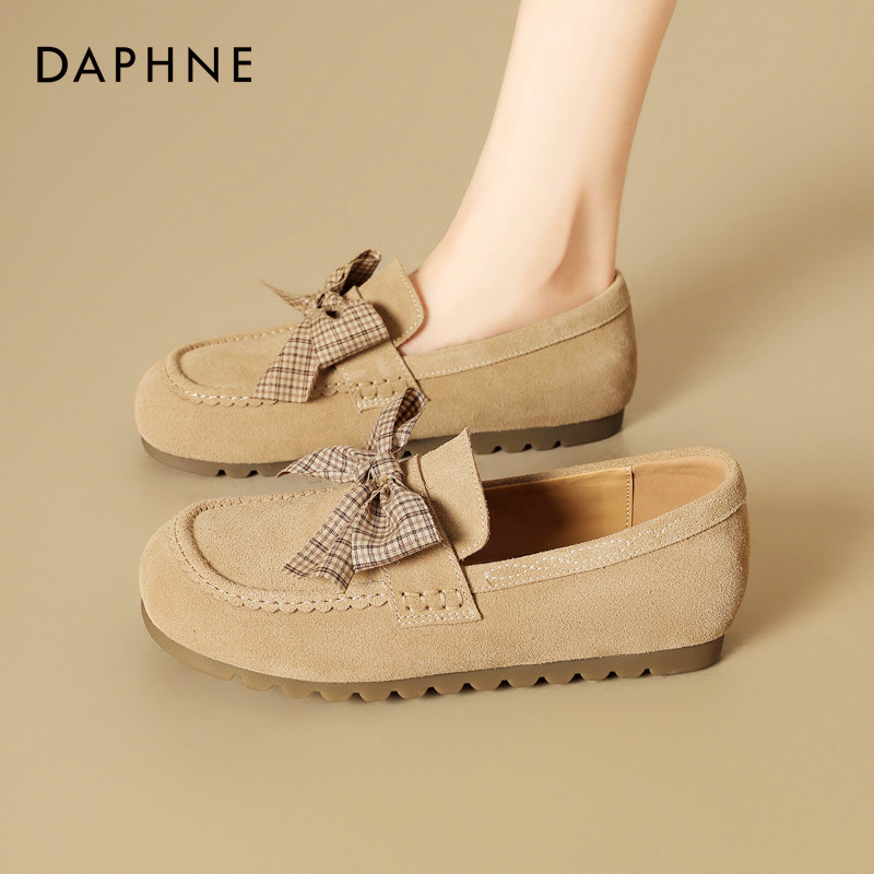 达芙妮豆豆鞋女2026新款春秋真皮软底单鞋一脚蹬孕妇鞋平底乐福鞋,女鞋,乐福鞋（豆豆鞋）,淘宝优惠券,粉丝福利购,淘宝优惠卷