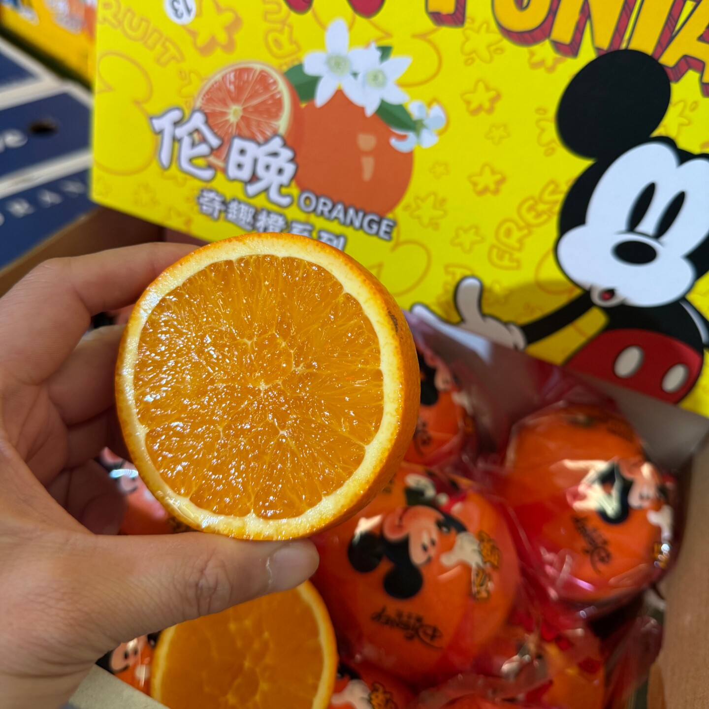 迪士尼伦晚橙礼盒装8斤新鲜橙子甜嫩多汁整箱秭归手剥橙榨汁包邮