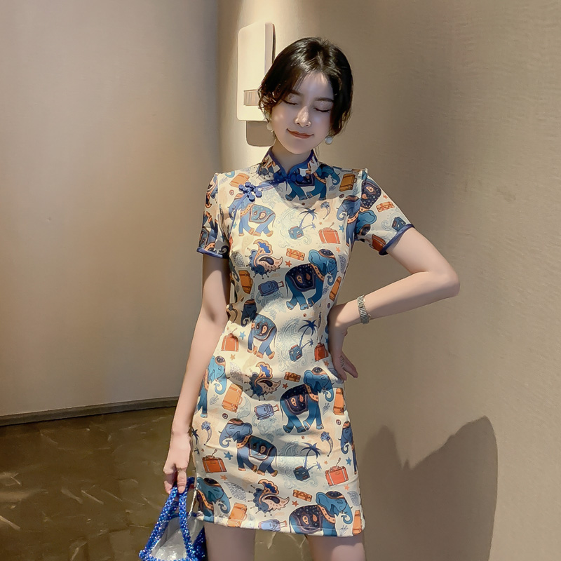 中国风改良版连衣裙女夏季2024新款短款修身显瘦高级感新中式旗袍