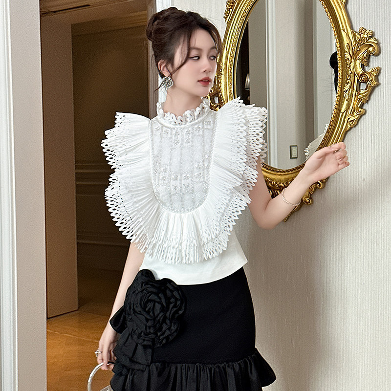 高级感赫本风无袖上衣女2026新款夏名媛气质设计感百搭白色上衣