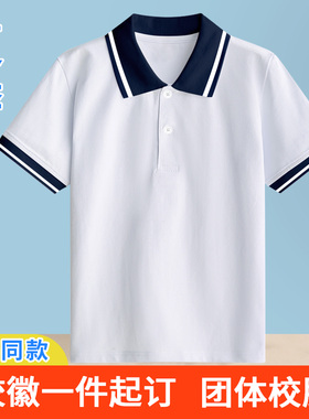 五台县实验小学儿童夏装白色POLO衫小学生翻领短袖男女班服半袖25